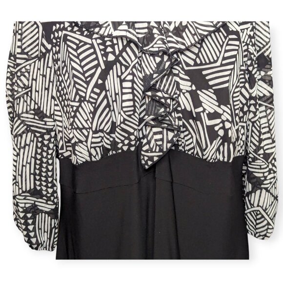 Studio 1940 Black & White Long Sleeve Top Size 14/16 - Picture 3 of 13